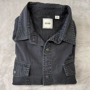 ROWM Button‎ Down Shirt Mens Large Dark Grey Collared Casual Everyday Classic